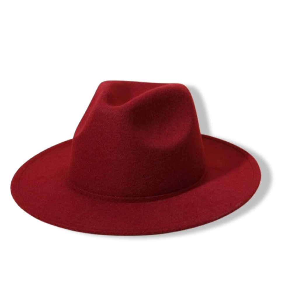 Fedora Jazz Panama Felt Hat-Burgundy